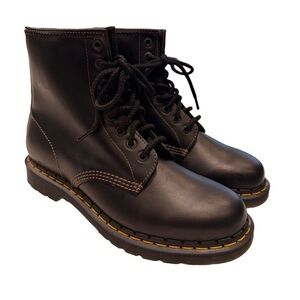 Dr. Martens 1460 Black Leather Round Toe Lace Up Ankle Boots Sz Men 9 Women 10.5